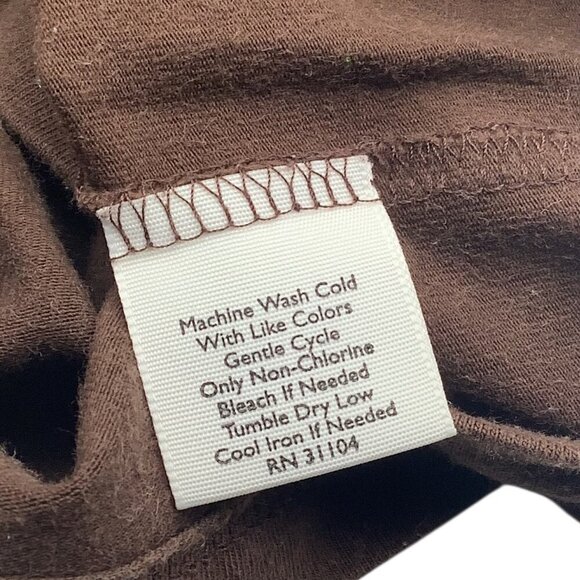 Kim Rogers Women's V-Neck Shirt Short Sleeve Size L Brown & White Cotton Blend - Picture 6 of 10